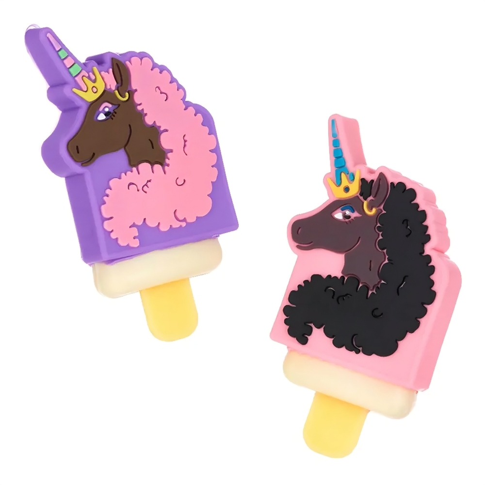 Afro Unicorn Pucker Pop Lip Gloss Set - Strawberry & Vanilla Flavors